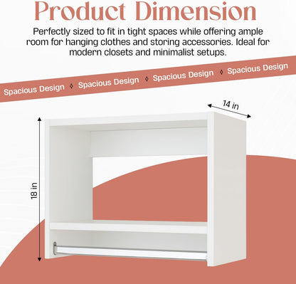 Tall Hanging Wood Closet: Garment Organizer with Shelf & Rod