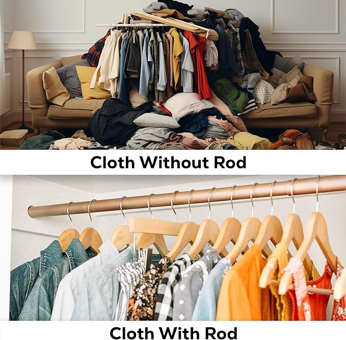 Modern Aluminum Closet Rod Kit – Seamless Round Design with End Supports