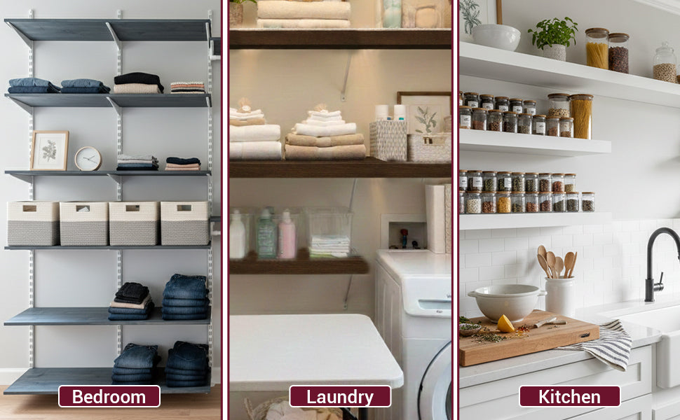 Wire Rack Shelf Cover Solid Wood Closet Shelf, Custom Fit for Wire Shelving, Easy Tool-Free Installation, Durable 1/2 Plywood, Linen Closet & Pantry Organizer