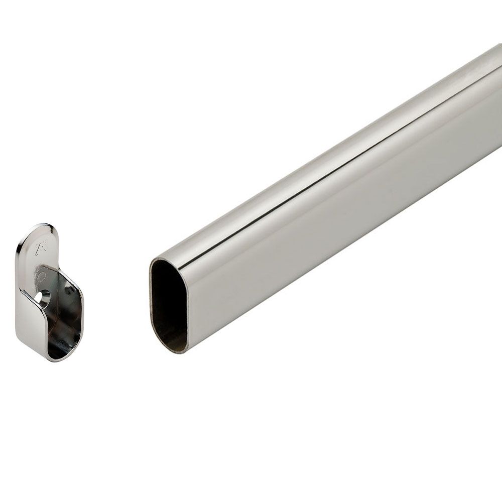 Modern Aluminum Closet Rod Kit – Seamless Oval  Design with End Supports