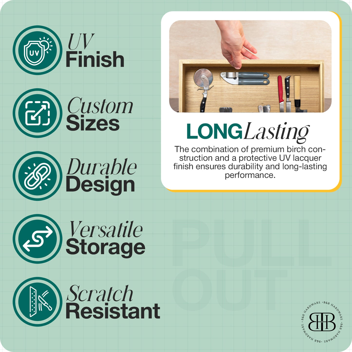 Custom Pull-Out Drawer for Pantry Cabinets – Birch Wood Organizer