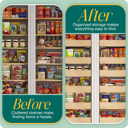 Custom Pull-Out Drawer for Pantry Cabinets – Birch Wood Organizer