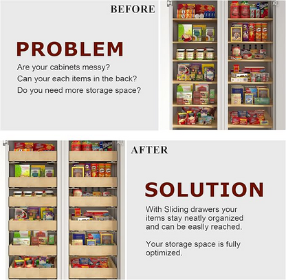 Custom Pull-Out Drawer for Pantry Cabinets – Birch Wood Organizer