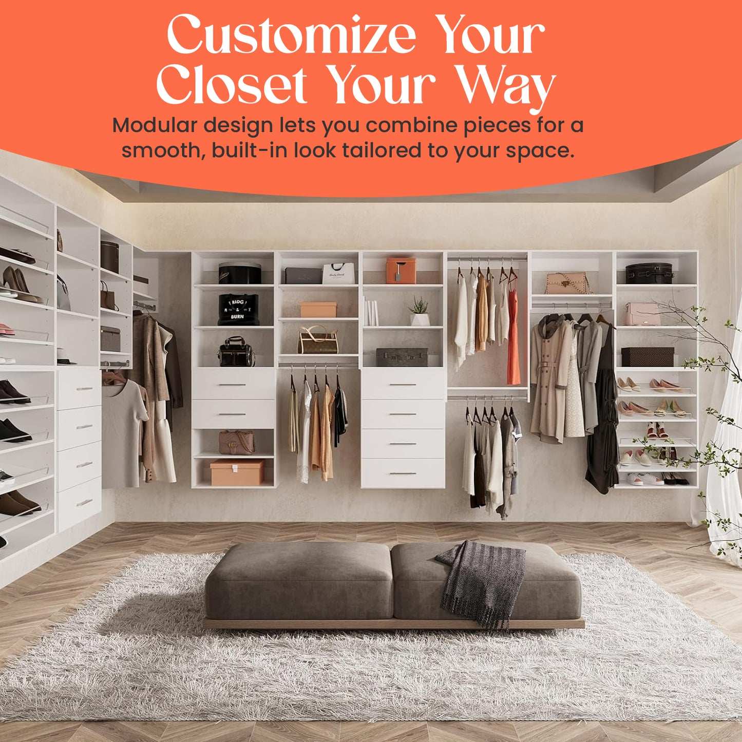 Wood Hanging Closet Organizer: Adjustable Shelves, Versatile Storage with Rod