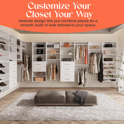 Wood Hanging Closet Organizer: Adjustable Shelves, Versatile Storage with Rod