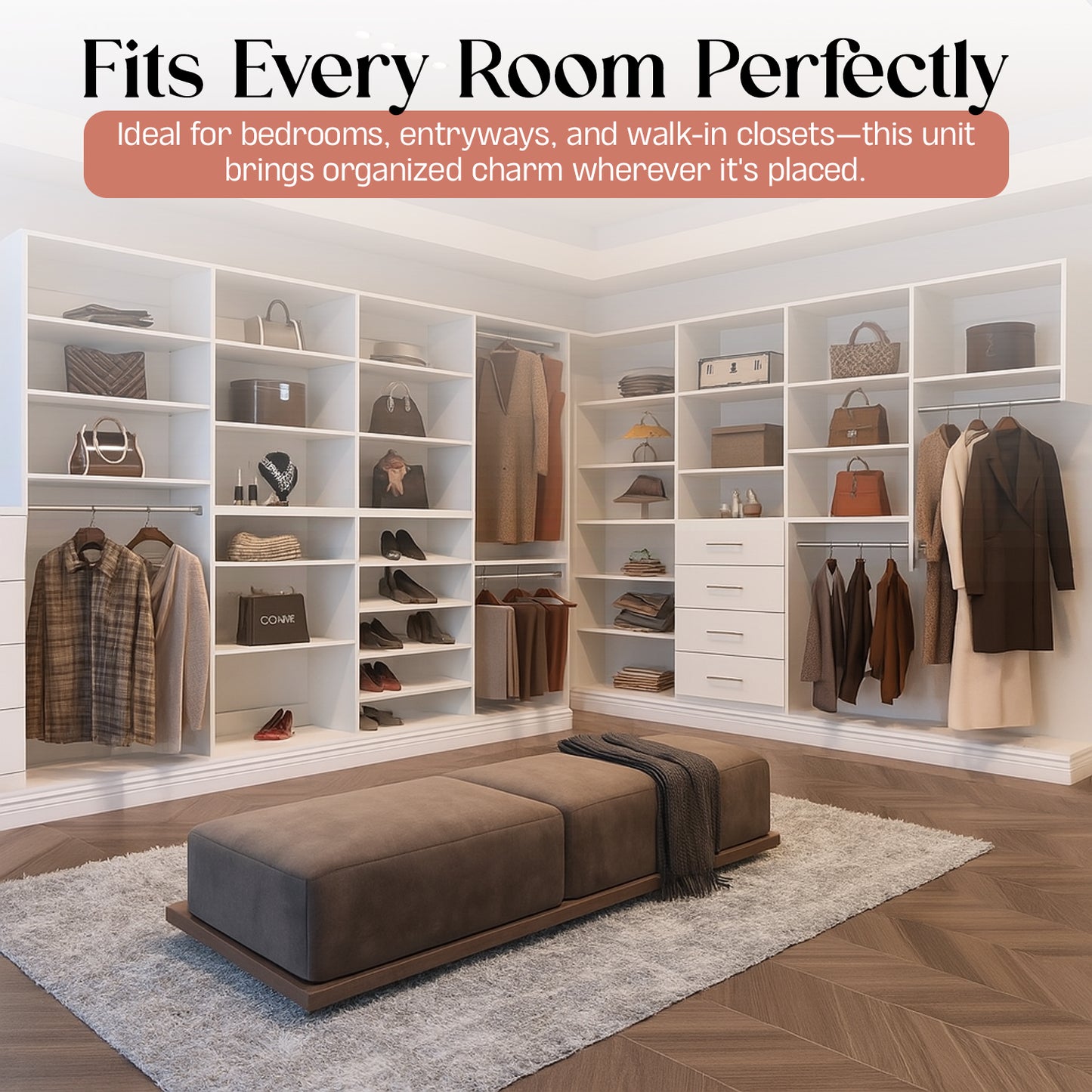 Tall Hanging Wood Closet: Garment Organizer with Shelf & Rod