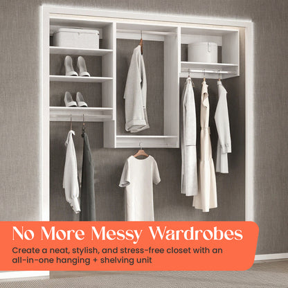 Wood Hanging Closet Organizer: Adjustable Shelves, Versatile Storage with Rod