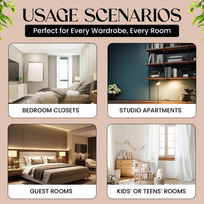 Wall-Mount Wood Closet Organizer: Multi-Level Wardrobe Storage with Double Rods