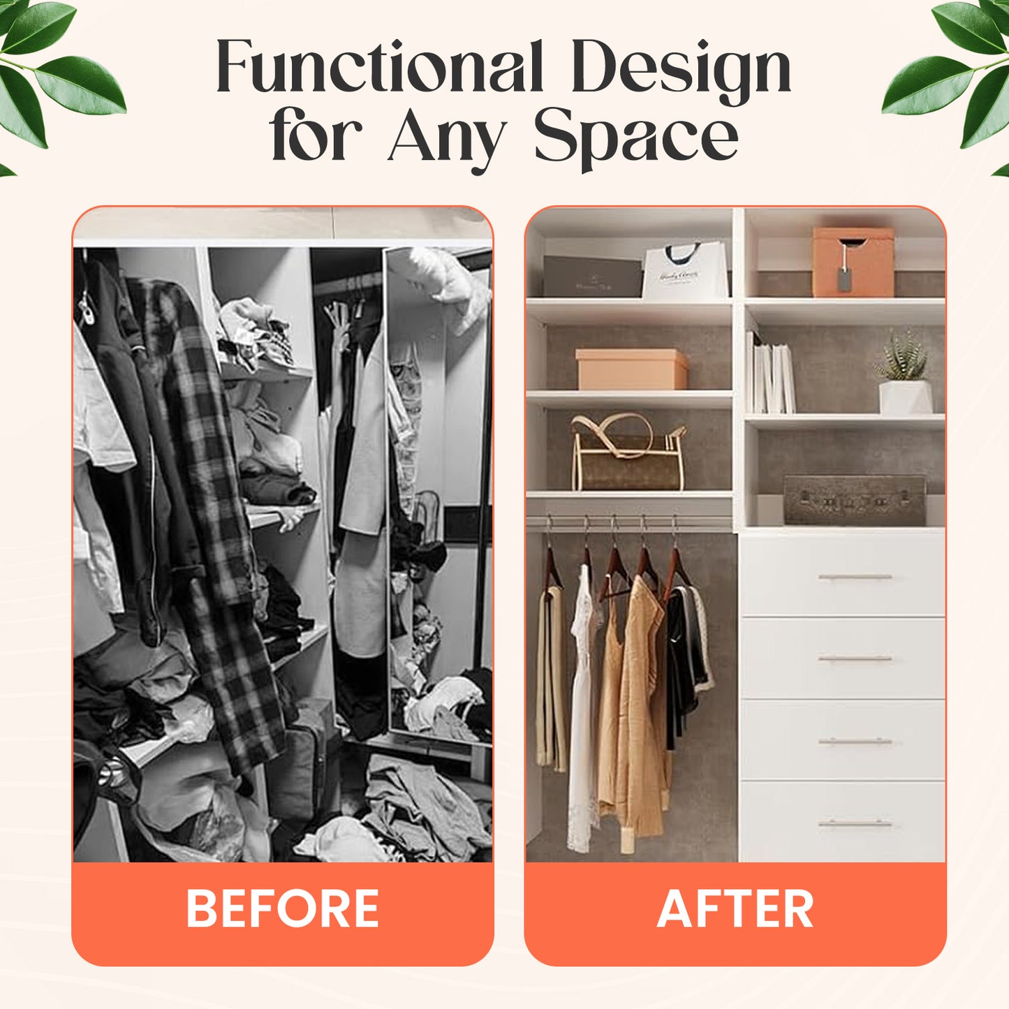 Wood Hanging Closet Organizer: Adjustable Shelves, Versatile Storage with Rod