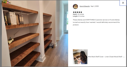 Wire Rack Shelf Cover Solid Wood Closet Shelf, Custom Fit for Wire Shelving, Easy Tool-Free Installation, Durable 1/2 Plywood, Linen Closet & Pantry Organizer