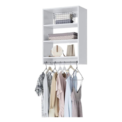 Wood Hanging Closet Organizer: Adjustable Shelves, Versatile Storage with Rod
