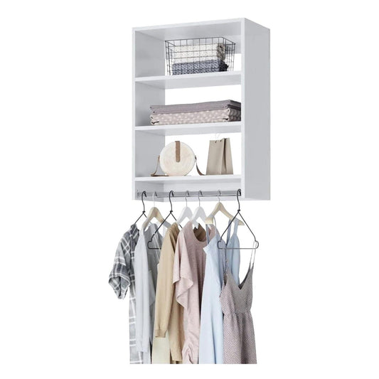 Wood Hanging Closet Organizer: Adjustable Shelves, Versatile Storage with Rod