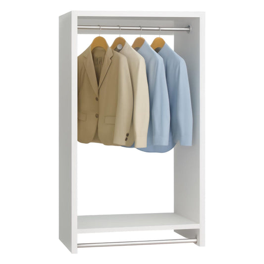 Wall-Mount Wood Closet Organizer: Multi-Level Wardrobe Storage with Double Rods